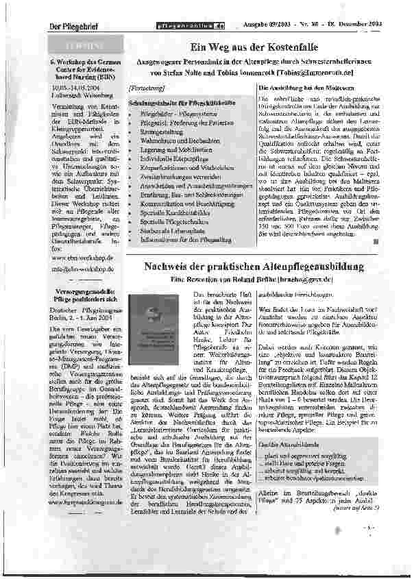 Vorschauseite 2: Ein Weg aus der Kostenfalle Ausgewogener Personalmix in der Altenpflege durch Schwesternhelferinnen
