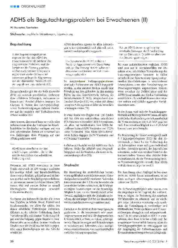 Vorschauseite 1: ADHS als Begutachtungsproblem bei Erwachsenen