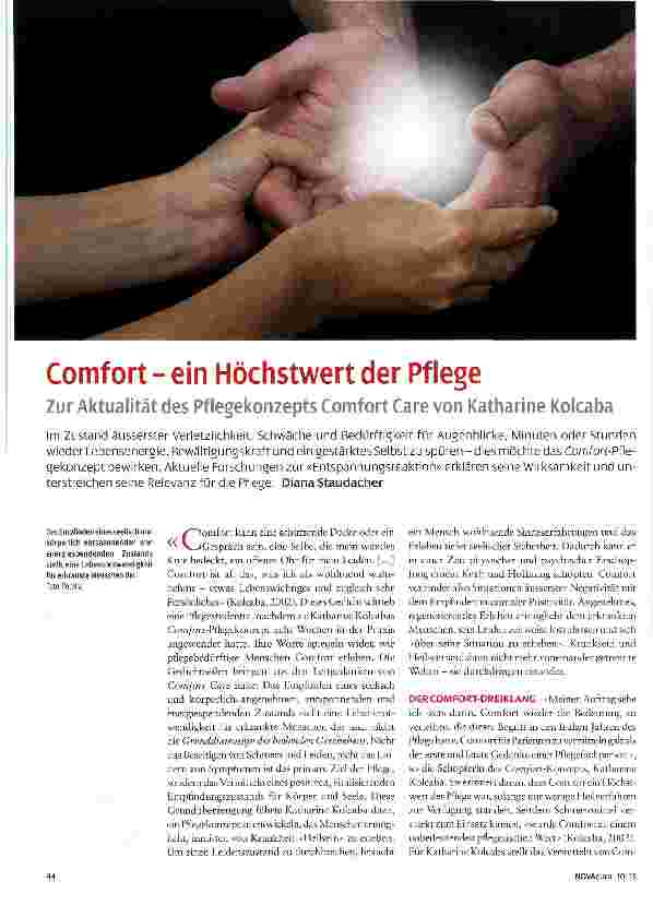 Vorschauseite 1: Comfort - ein Höchstwert der Pflege