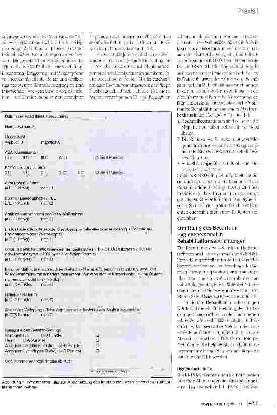 Vorschauseite 2: Einschätzung des Risikoprofils von Patienten in Rehabilitationseinrichtungen zur Ermittlung des Bedarfs an Hygienefachpersonal
