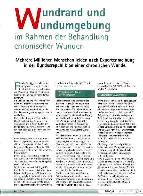 Vorschauseite 1: Wundrand und Wundumgebung im Rahmen der Behandlung chronischer Wunden