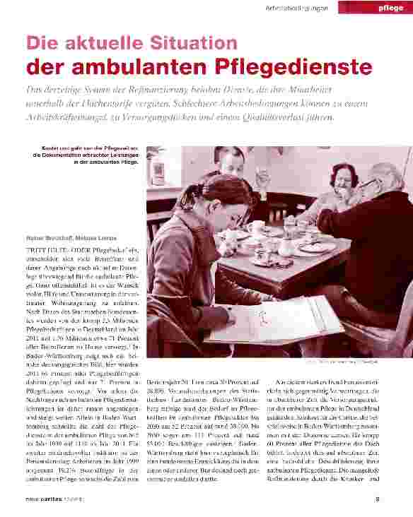 Vorschauseite 1: Die aktuelle Situation der ambulanten Pflegedienste