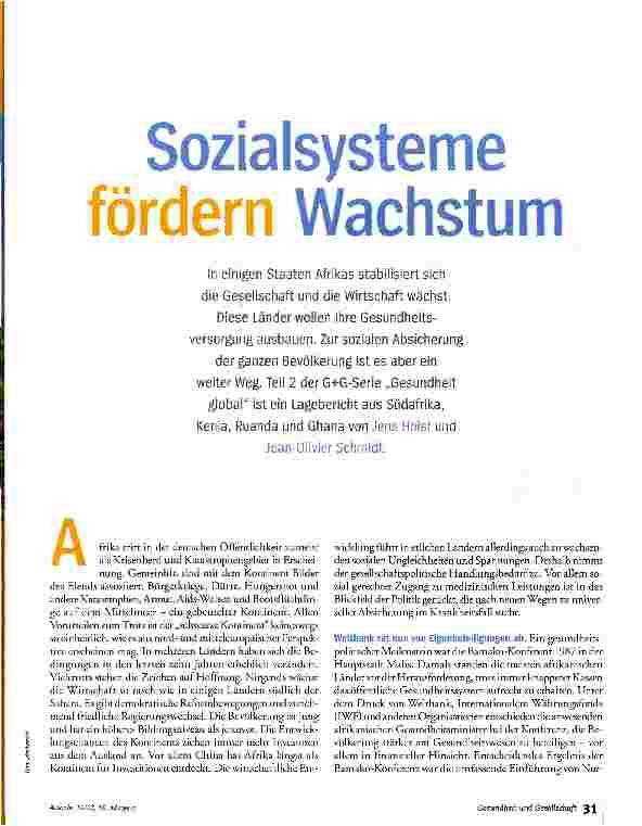 Vorschauseite 1: Sozialsysteme fördern Wachstum