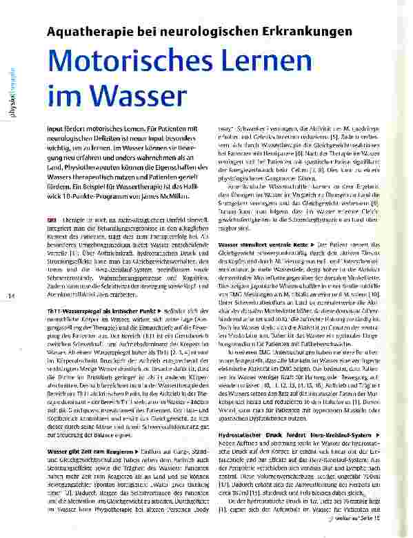 Vorschauseite 1: Aquatherapie bei neurologischen Erkrankungen Motorisches Lernen im Wasser