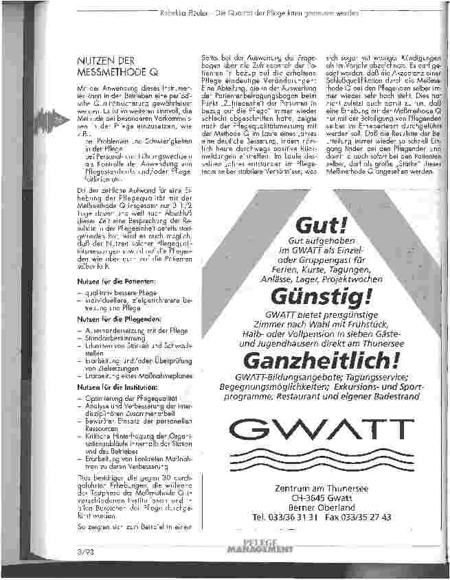 Vorschauseite 4: Die Qualität der Pflege kann gemessen werden - mit der Meßmethode Q