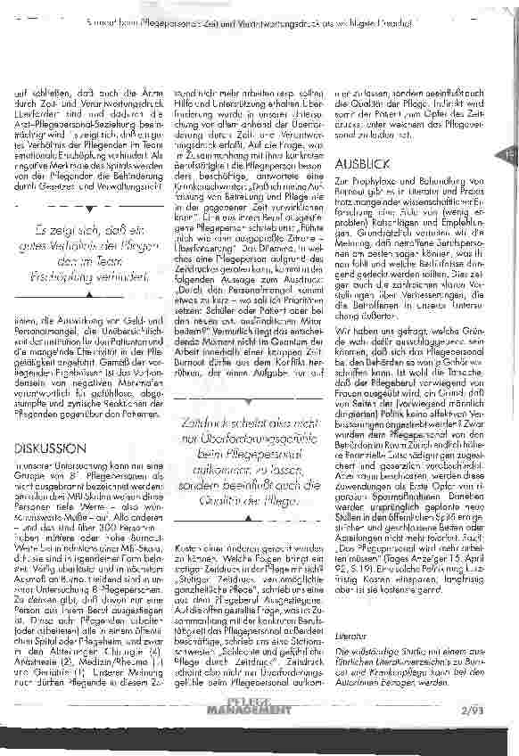 Vorschauseite 3: Burnout beim Plfegepersonal: Zeit und Verantwortgung als wichtigste Ursache!
