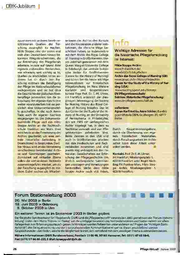 Vorschauseite 2: Historische Pflegeforschung braucht Archive