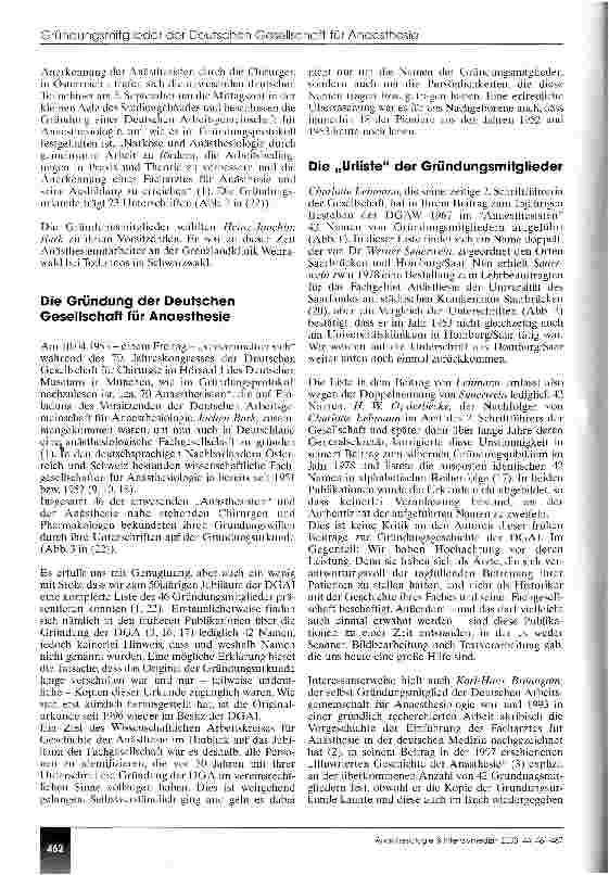 Vorschauseite 2: Die Gründungsmitglieder der Deutschen Gesellschaft für Anaesthesie Biografische Notizen - 1. Folge