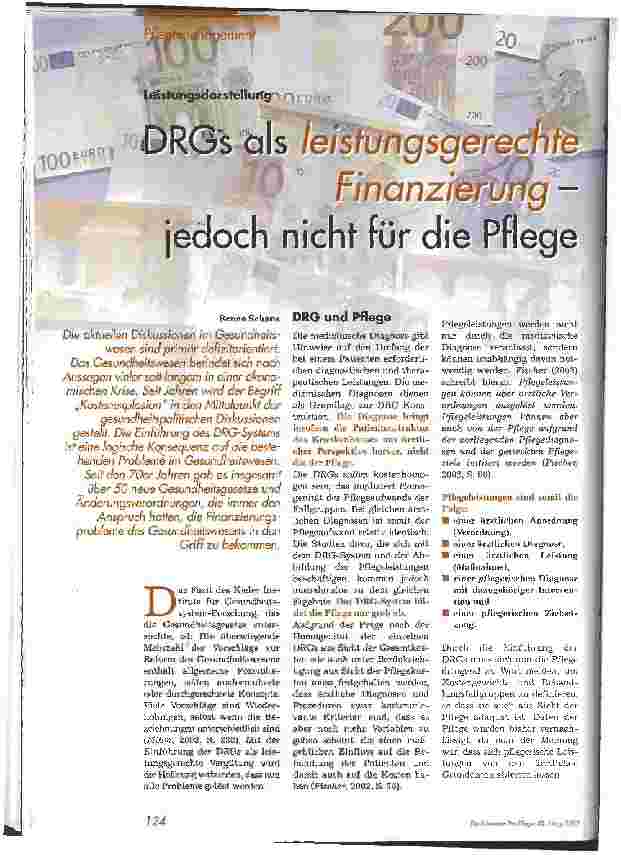 Vorschauseite 1: DRGs als leistungsgerechte Finanzierung - jedoch nicht für die Pflege