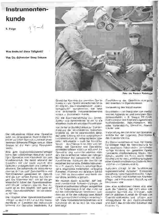 Vorschauseite 1: Instrumentenkunde 5.Folge: Was bedeutet diese Tätigkeit (assistierende OP-Schwester)
