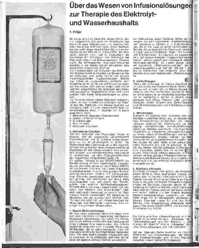 Vorschauseite 1: Über das Wesen von Infusionslösungen zur Therapie des Elektrolytund Wasserhaushaltes 1. Folge