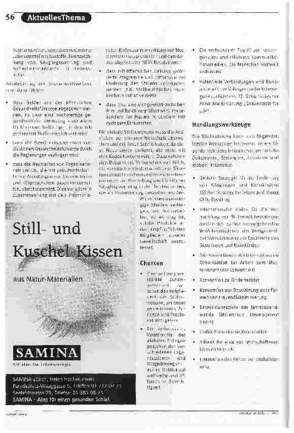 Vorschauseite 3: Stillen in einer globalisierten Welt -für Frieden und GerechtigkeitZiele der Weltstillwoche vom 29. September bis 5. Oktober 2003 (Übersetzung)