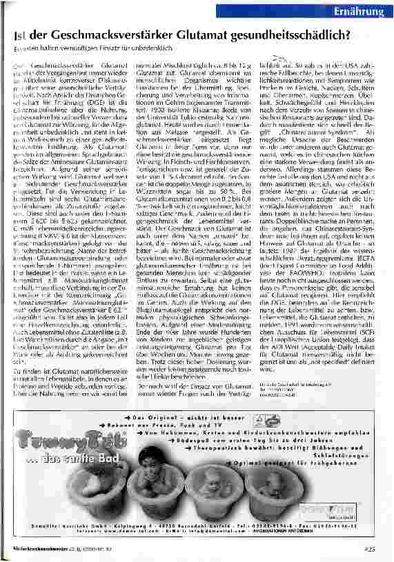 Vorschauseite 1: Ist der Geschmacksverstärker Glutamat gesundheitsschädlich?