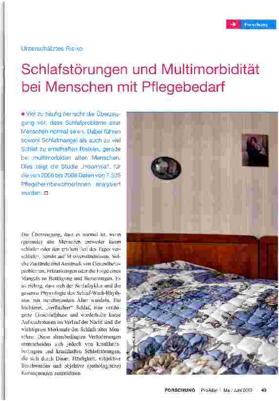Vorschauseite 1: Schlafstörungen und Multimorbidität bei Menschen mit Pflegebedarf