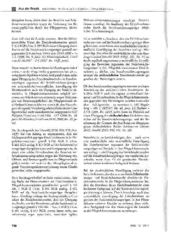 Vorschauseite 4: Die Grenzen des Einsichtnahmerechts in Pflegedokumentationen im Lichte der aktuellen höchstrichterlichen Rechtsprechung