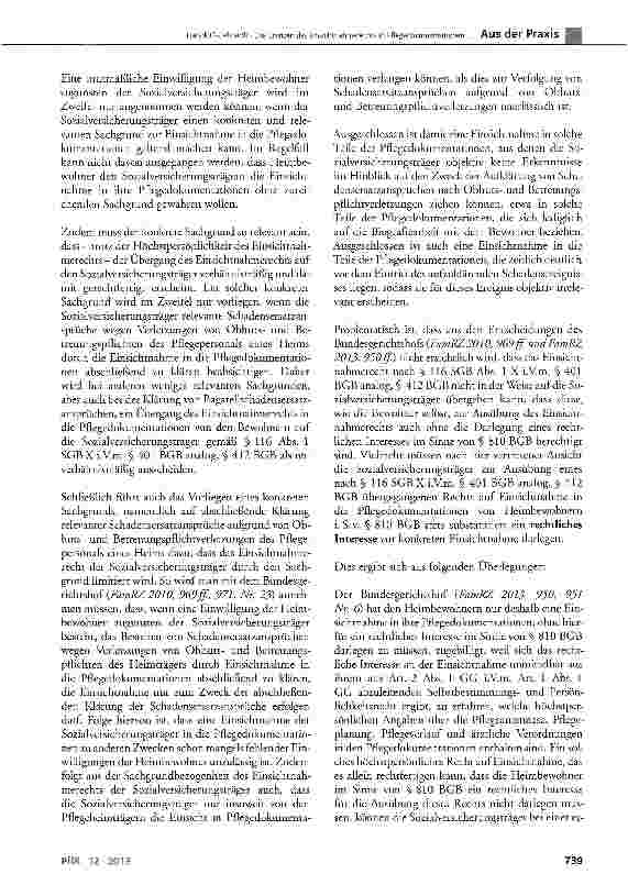 Vorschauseite 5: Die Grenzen des Einsichtnahmerechts in Pflegedokumentationen im Lichte der aktuellen höchstrichterlichen Rechtsprechung