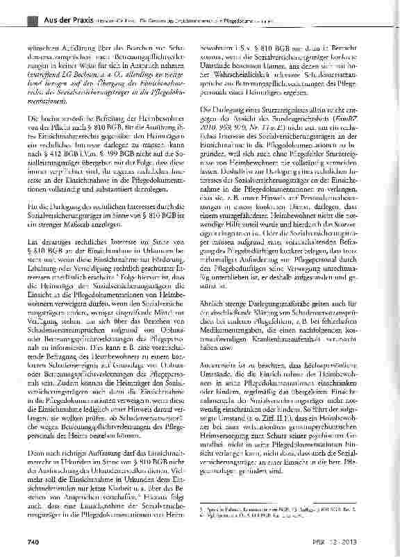 Vorschauseite 6: Die Grenzen des Einsichtnahmerechts in Pflegedokumentationen im Lichte der aktuellen höchstrichterlichen Rechtsprechung