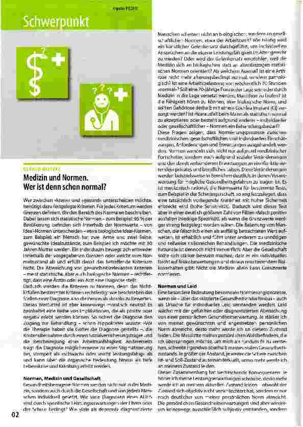 Vorschauseite 1: Medizin und Normen. Wer ist denn schon normal?