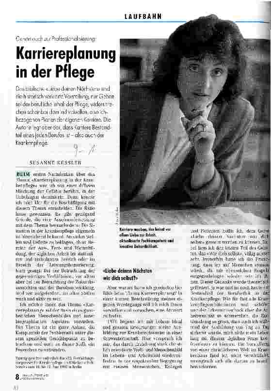 Vorschauseite 1: Karriereplanung in der Pflege Gehört auch zur Professionalisierung (Vortrag Fortbildgskongreß 1992)