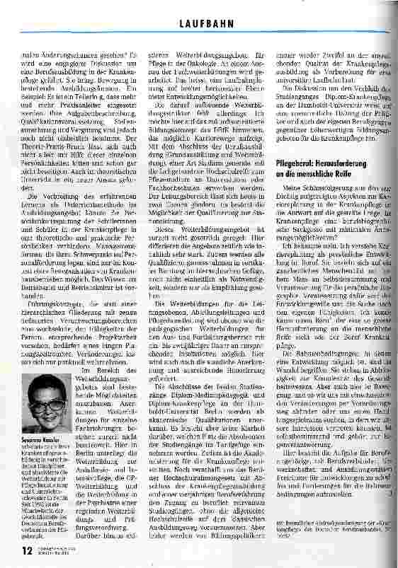 Vorschauseite 5: Karriereplanung in der Pflege Gehört auch zur Professionalisierung (Vortrag Fortbildgskongreß 1992)