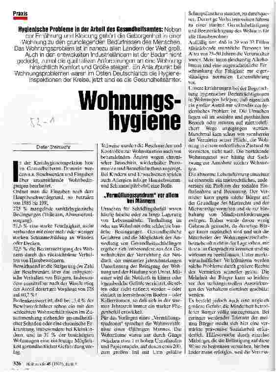 Vorschauseite 1: Wohnungshygiene Hygienische Probleme in der Arbeit des Gesundheitsamts