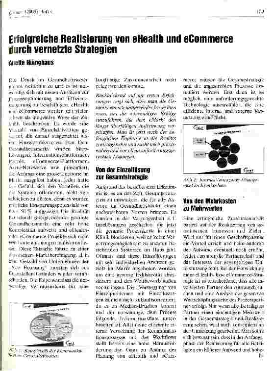 Vorschauseite 1: Erfolgreiche Realisierung von eHealth und eCommerce durch vernetzte Strategien