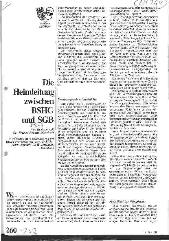 Vorschauseite 1: Die Heimleitung zwischen BSHG und SGB