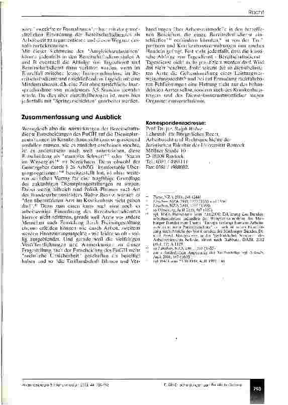 Vorschauseite 5: Bereitschaftsdienstplangestaltung nach Maßgabe der EuGH-Entscheidungen vom 03.10.2000 und 09.09.2003