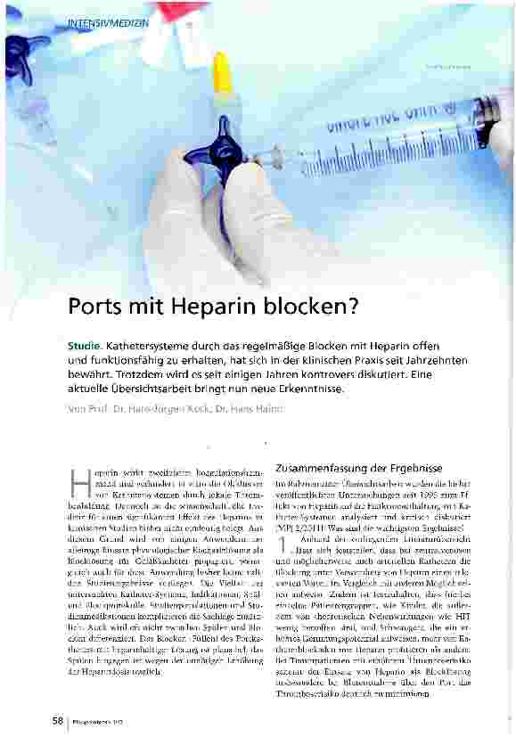 Vorschauseite 1: Ports mit Heparin blocken?