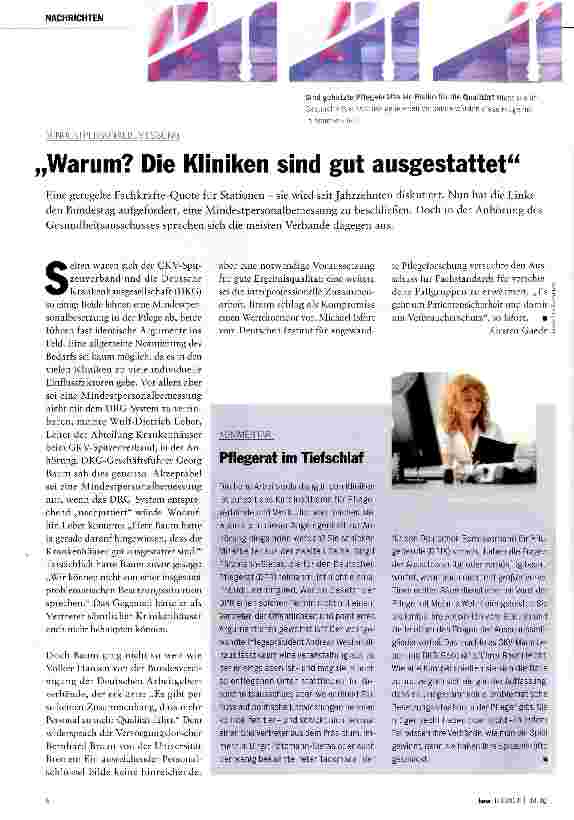 Vorschauseite 1: Warum? Die Kliniken sind gut ausgestattet