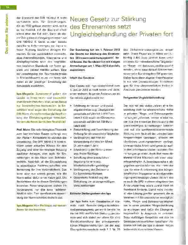 Vorschauseite 1: Neues Gesetz zur Stärkung des Ehrenamtes setzt Ungleichbehandlung der Privaten fort