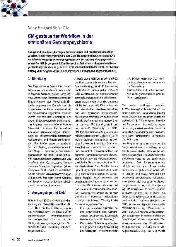 Vorschauseite 1: CM-gesteuerter Workflow in der stationären Gerontopsychiatrie