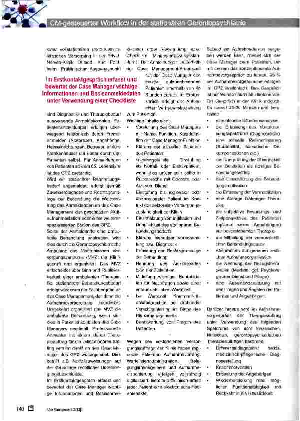Vorschauseite 3: CM-gesteuerter Workflow in der stationären Gerontopsychiatrie