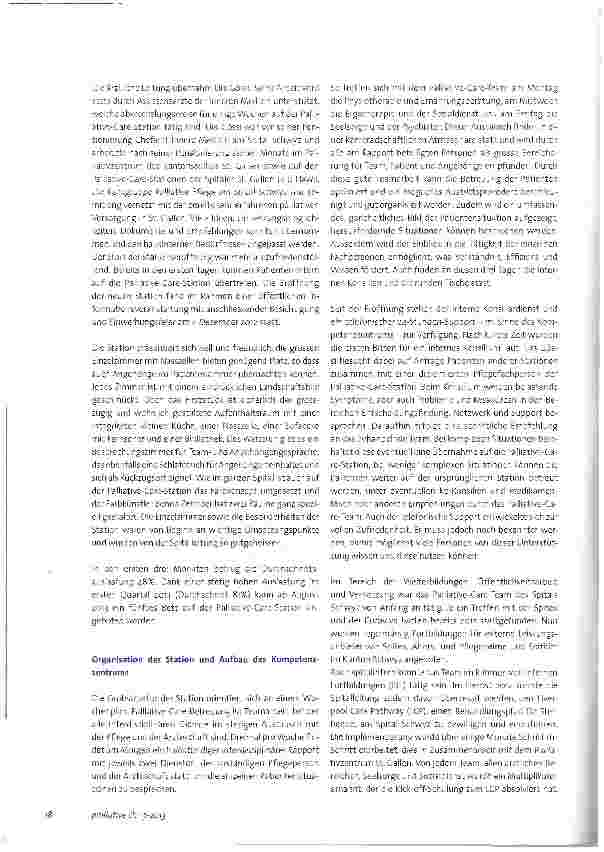 Vorschauseite 2: «Aufbau braucht Durchhaltevermögen, Zusammenarbeit, Kreativität und vor allem einen Auftrag» - die Entstehungsgeschichte einer Palliative-Care-Station in der Peripherie