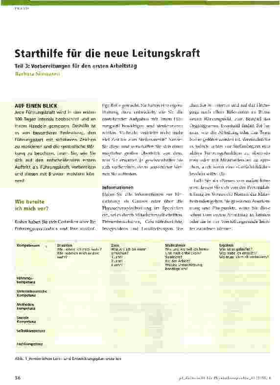 Vorschauseite 1: Starthilfe für die neue Leitungskraft Teil 3: Vorbereitungen für den ersten Arbeitstag