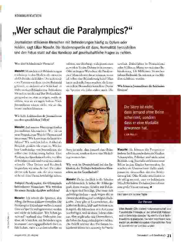 Vorschauseite 1: Wer schaut die Paralympics?