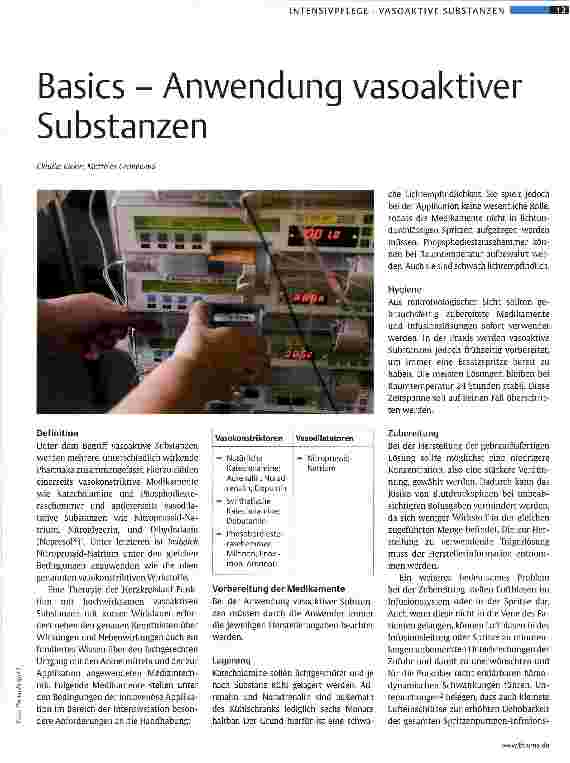 Vorschauseite 1: Basics - Anwendung vasoaktiver Substanzen