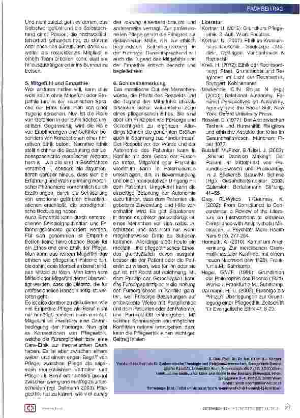 Vorschauseite 4: Würde, Respekt und Mitgefühl aus Sicht der Pflegeethik