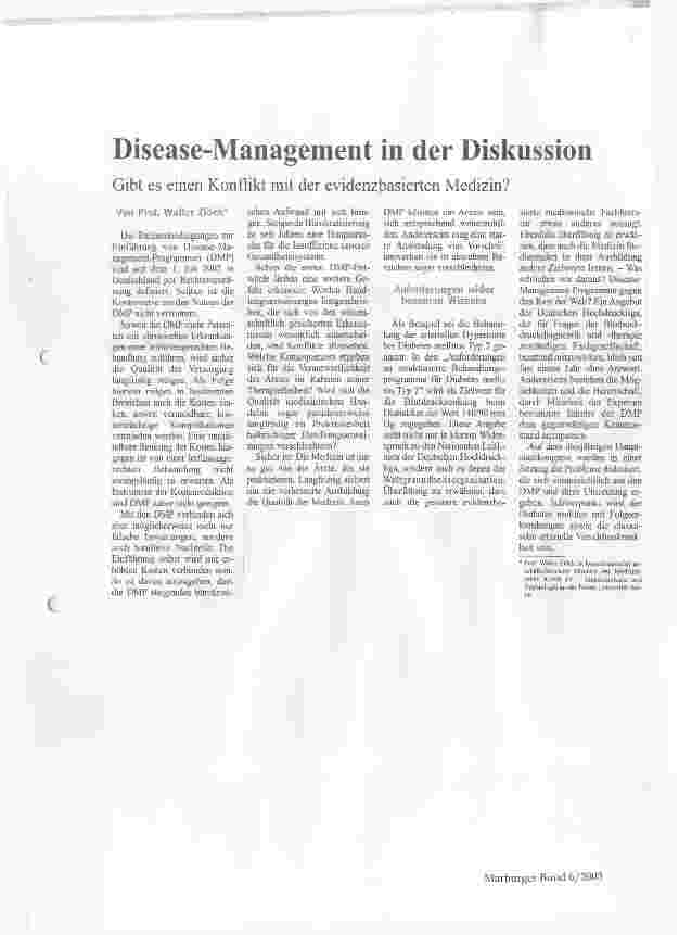 Vorschauseite 1: Disease-Management in der Diskussion Hauptstadtkongress