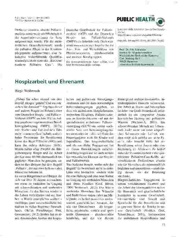 Vorschauseite 1: Hospizarbeit und Ehrenamt