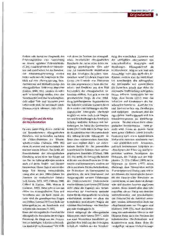 Vorschauseite 3: Ethnografie und Forschen im Feld: diesseits und jenseits der Krise der Repräsentation