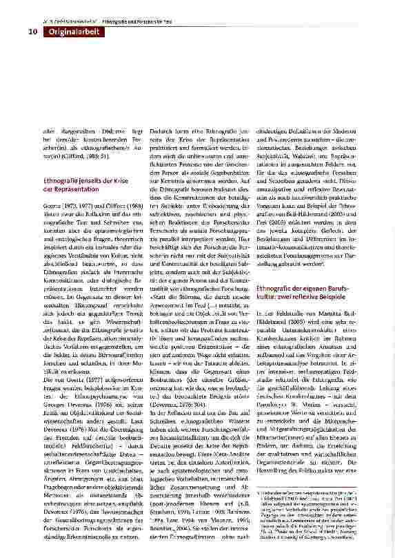 Vorschauseite 4: Ethnografie und Forschen im Feld: diesseits und jenseits der Krise der Repräsentation