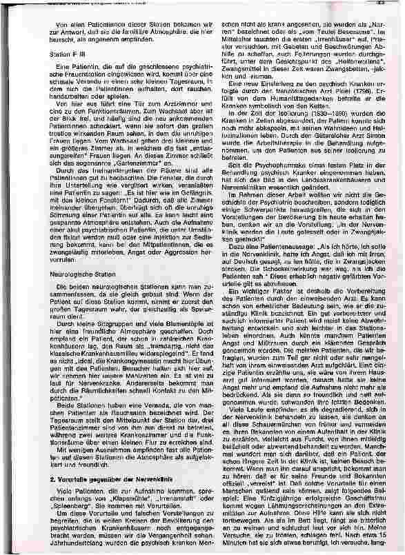 Vorschauseite 3: Gedanken zur Aufnahmesituation in einer psychiatrisch-neurologischen Klinik