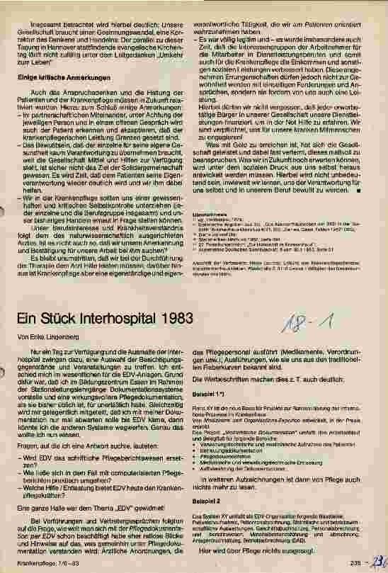 Vorschauseite 1: Ein Stück Interhospital 1983