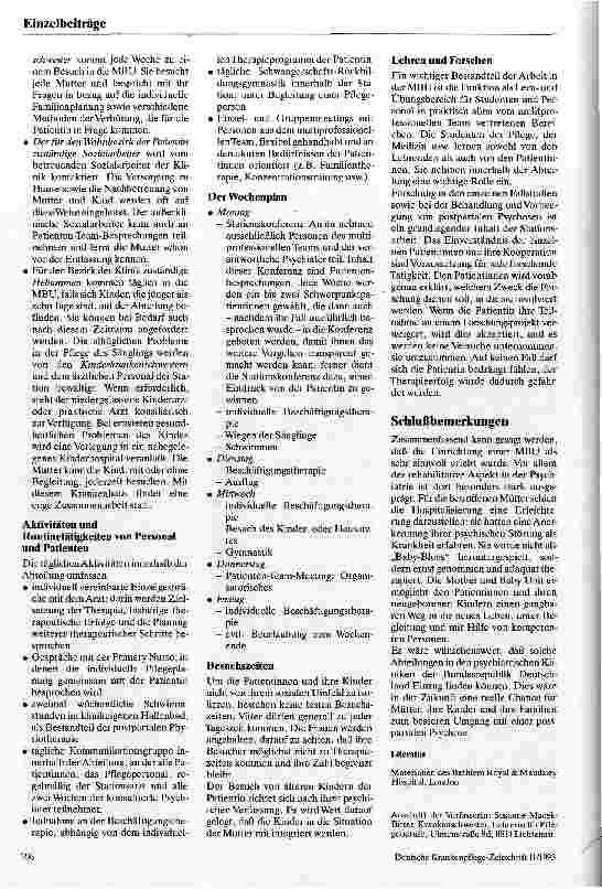 Vorschauseite 3: Nicht einfach nur Baby-Blues ... Vorstellung einer psychiatrischen Abteilung, die Mütter mit postpartalen psychischen Störungen gemein-..