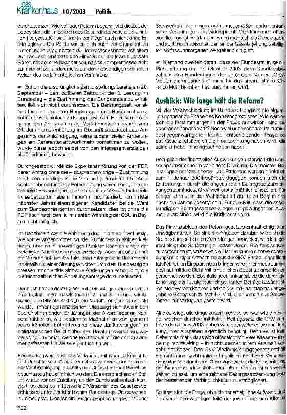 Vorschauseite 4: Wie lange hält das GKV-Modernisierungsgesetz? Rückblick und Ausblick nach dem Konsensprozess