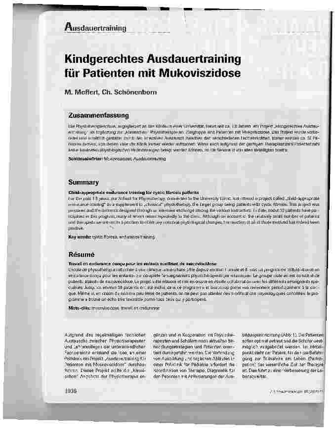 Vorschauseite 1: Kindgerechtes Ausdauertraining für Patienten mit Mukoviszidose