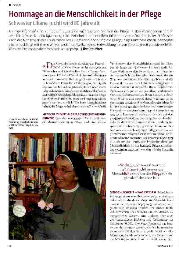 Vorschauseite 1: Hommage an die Menschlichkeit in der Pflege