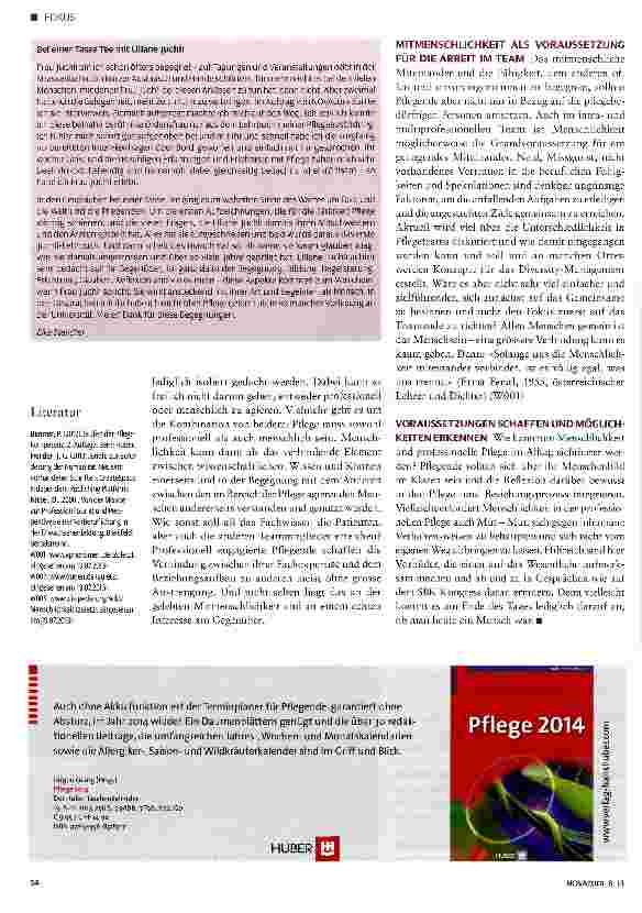 Vorschauseite 3: Hommage an die Menschlichkeit in der Pflege
