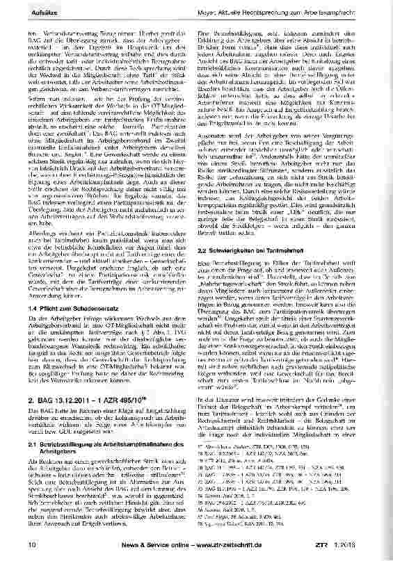 Vorschauseite 3: Aktuelle Rechtsprechung zum Arbeitskampfrecht